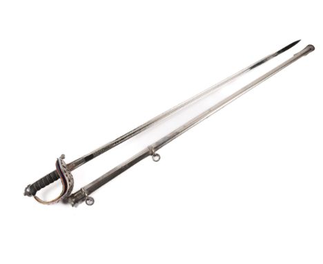 A good late 19th century Scottish Field Officer's sword, slender double fullered blade 32½", by Gardiner &amp; Co, Argyle St,