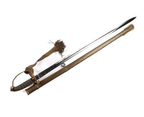 A Victorian 1845 pattern Infantry field officer's sword, blade 32" by Wilkinson (very faint), number 12196 (1862), etched wit