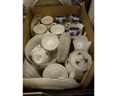 A Grainger & Co. Worcester "Willow" pattern part tea service, a Colclough "Ivy" pattern part tea service, eight various model