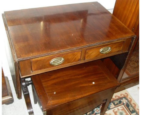 A 19th Century mahoqany two drawer sofa table on end pillar supports united by a centre stretcher, together with a 19th Centu