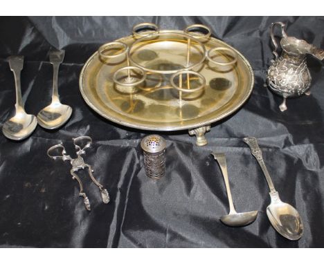 A pair of George IV silver tablespoons (by Thomas Watson, Newcastle 1820 and 1824 respectively), together with a silver cream