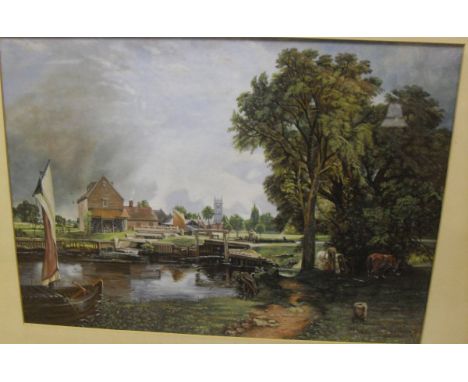 G A LEJEUNE AFTER JOHN CONSTABLE  "The Mill", watercolour, heightened with white, signed lower right