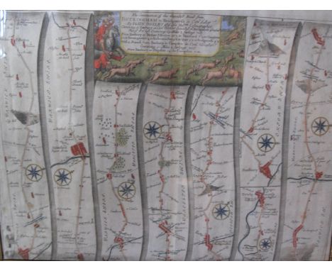 AFTER JOHN OGILBY "Buckingham to Bridgnorth", a road map showing the stops between Buckingham and Bridgnorth, black and white