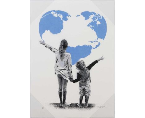 ALESSIO-B,MY WORLD,Giclee print on Fedrigoni 300 gsm paper,45cm x 32cm,Artists proofBorn in Italy, Alessio-B is a stencil art