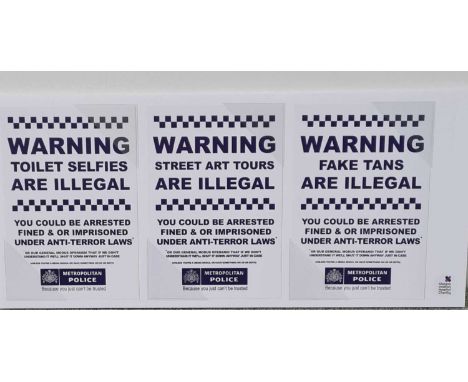 DR.D,SET OF THREE WARNING POSTERS,A4 Digital print on 300 gsm paper, Signed.30cm x 21cm,Edition of 100Dr.D. AKA Subvertiser i