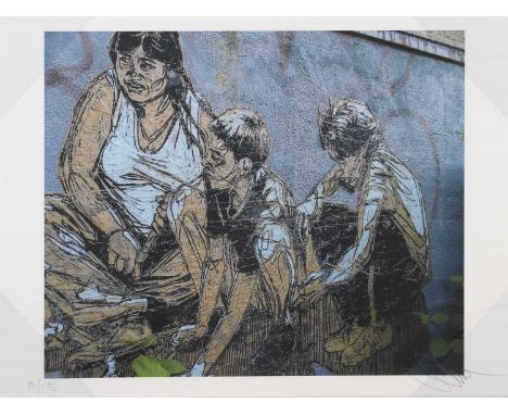 SWOON,PIGEON FEEDING FAMILY, BROOKLYN 2005,Inkjet print on heavyweight rag, signed and numbered,48cm x 33cm,Edition of 175Cal