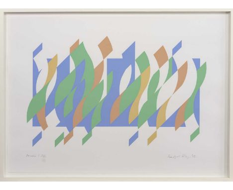 BRIDGET RILEY,ARCADIA 7,Screenprint in colours on wove paper, signed, titled and numbered64.4cm x 89cm,Edition of 75Bridget R