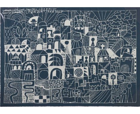 DAVID SHILLINGLAW,COFFEE KINGDOM,Two colour screen print, signed and numbered,100% Cotton 300 gsm Somerset satin paper,50cm x