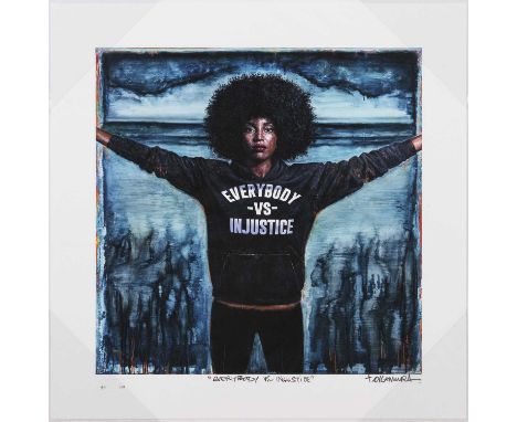 TIM OKAMURA,EVERYBODY Vs INJUSTICE,Archival pigment print on 290 gsm, moab entrada fine art paper,35.5cm x 35.5cm,From an edi