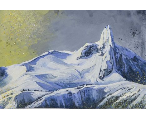 RP ROBERTS,BLACK TUSK, WHISTLER,Acrylic on wood panel, signed and titled verso, 30cm x 20cm,Original.RP Roberts has been crea