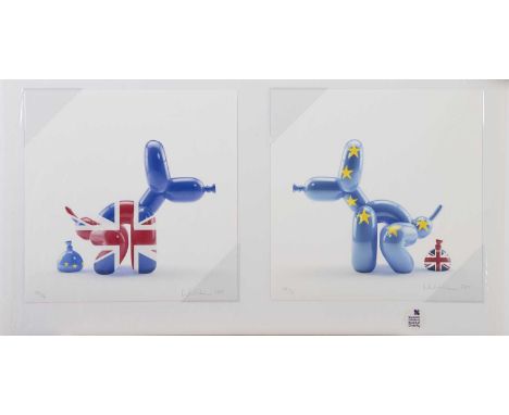 WHATSHISNAME,BREXIT HAPPY POPEK BALLOON DOG,set of two prints, pigment print on Somerset enhanced velvet 330 gsm paper, signe