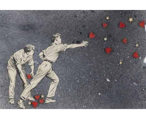 JO HUDSON,MAKE ART NOT WAR #2,Collage and spray paint on card, signed verso,20cm x 13.5cm,OriginalJo Hudson is drawn to the i