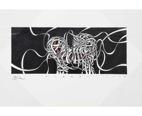 OTTO SCHADE,THE KISS,Ink on paper,29.5cm x 20cm, signed,OriginalOtto Schade, also known as 'Osch', is a Chilean - German arti