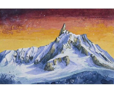 RP ROBERTS,DENT DU GEANT CHAMONIX,Acrylic on wood panel, signed and titled verso, 30cm x 20cm,OriginalRP Roberts has been cre