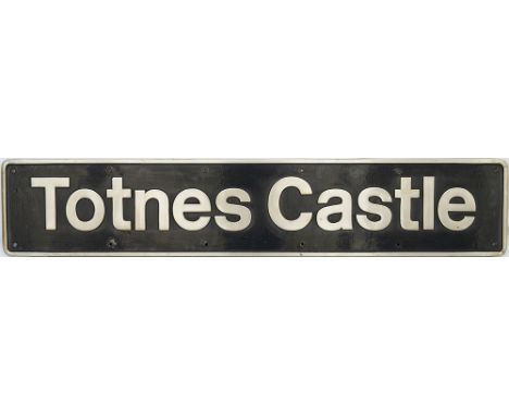 Nameplate TOTNES CASTLE ex Class 57 57605. Originally built as Class 47 D1856 at Brush Works in 1965 and later becoming 47206