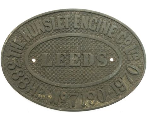 Worksplate THE HUNSLET ENGINE CO LTD LEEDS 388HP No 7190 1970 from a 0-6-0 Diesel Hydraulic Locomotive used at British Steel 