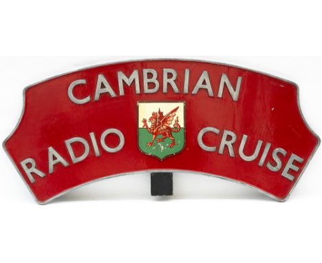 British Railways locomotive headboard CAMBRIAN RADIO CRUISE as used on the former train that ran between Llandudno, Deganwy, 