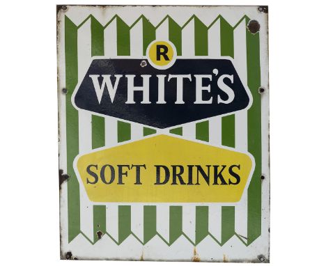 Advertising enamel sign R. WHITES SOFT DRINKS. In very good condition measures 20.5in x 25in. 