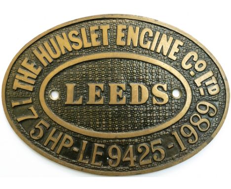 Worksplate THE HUNSLET ENGINE CO LTD LEEDS 175HP No LE 9425 1989. Ex 20 tonne 900mm gauge battery rack adhesion 0-4-0 locomot