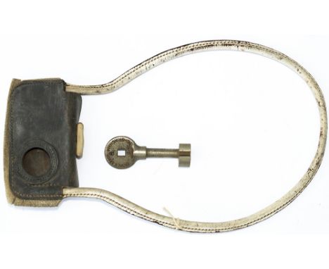 Tyers No9 chrome plated steel single line key token SHERINGHAM-CROMER BEACH complete with original leather hoop and pouch. Fr