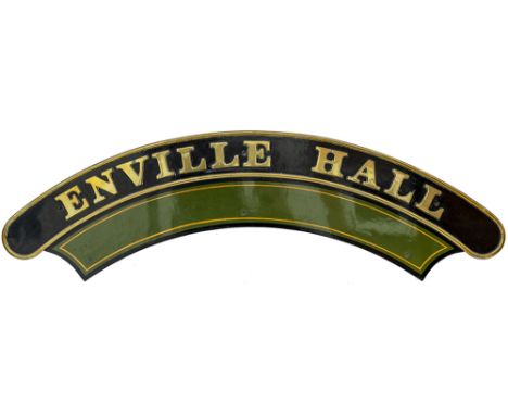 Nameplate ENVILLE HALL. Ex GWR Collet 4-6-0 Hall Class Locomotive built at Swindon in 1929 as Lot no 254 and numbered 4922. A