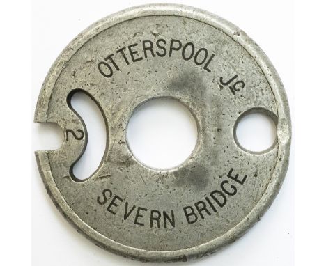 Tyers No 6 Aluminium single line tablet OTTERSPOOL Jc - SEVERN BRIDGE. Ex Great Western &amp; Midland Railway Joint, Severn &