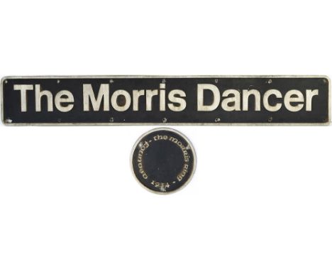 Nameplate THE MORRIS DANCER and plaque ex British Railways Class 47 D1856 becoming 47206 May 1974. Allocated new to 5A Crewe 