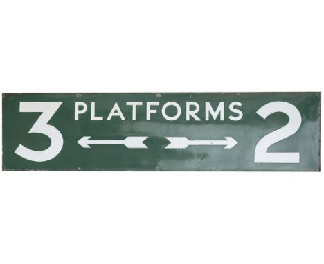 Southern Railway enamel sign PLATFORMS 2 3 with left and right facing arrows. In very good condition with minor edge chipping