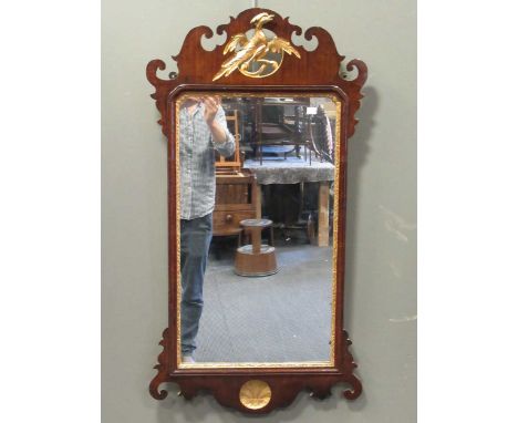 A Chippendale style mirror with gilt ho ho bird surmount, 106cm high
