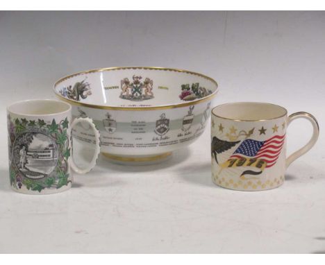 A Royal Worcester 'The Mayflower bowl', circa 1970, retailed by Harrods; a Wedgwood American Bicentinial celebration 1976, an