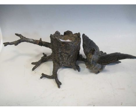 Franz Xavier Bergman (1861-1936)an inkwell model as a bird on a branch
