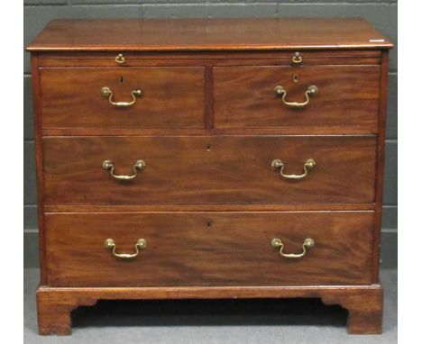 A 19th century mahogany chest of drawers with brushing slide on bracket feet 87 x 103 x 56cm