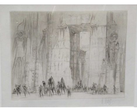 William Walcot (Scottish-Russian, 1874-1943), Kom Ombo, Egypt, signed in pencil lower right, etching on paper, 17.5 x 23cm pl