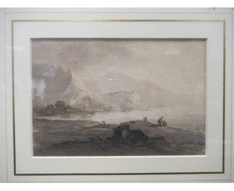 A collection of six coastal studies on paper; to include, William Gilpin (1724-1804), A coastal landscape, blind-stamped 'W' 