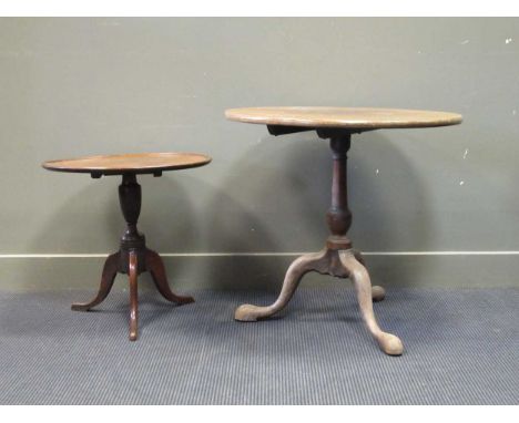 A tilt top tripod table 73cm high and 75cm diameter, togetther with a wine table