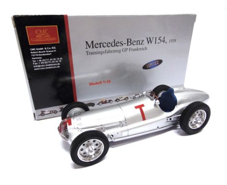 A 1/18 SCALE CMC NO.M-099, 1938 MERCEDES-BENZ W154  silver (one cosmetic suspension bracket broken and the other loose, but w