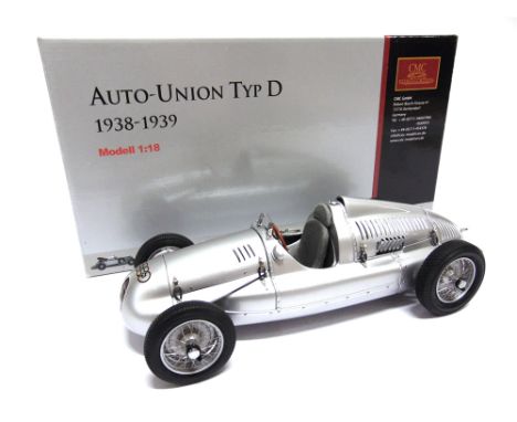 A 1/18 SCALE CMC NO.M-027, 1938-1939 AUTO-UNION TYP D  silver, mint, boxed. 