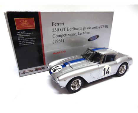 A 1/18 SCALE CMC NO.M-079, 1961 FERRARI 250 GT BERLINETTA PASSO CORTO COMPETIZIONE  Le Mans, silver, mint, boxed. 