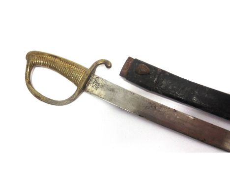 A FRENCH 1816 MODEL INFANTRY / ARTILLERY BRIQUET  the 65cm slightly curved blade marked at the forte 'ICS / 1616', the brass 