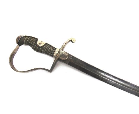 A GERMAN CAVALRY OFFICER'S SWORD  the 84.5cm curved blade with etched decoration, the ricasso unmarked and the back edge unnu
