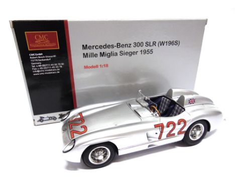 A 1/18 SCALE CMC NO.M-066, 1955 MERCEDES-BENZ 300 SLR (W196S) MILLE MIGLIA  silver, mint, boxed. 