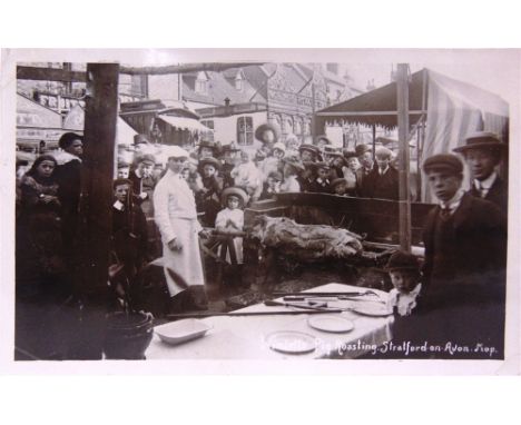 POSTCARDS - STRATFORD-UPON-AVON (WARWICKSHIRE)  Fifteen cards, including real photographic views of 'Wimletts Pig Roasting'; 