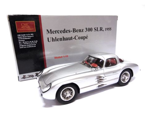 A 1/18 SCALE CMC NO.M-076, 1955 MERCEDES-BENZ 300 SLR  silver, mint, boxed. 