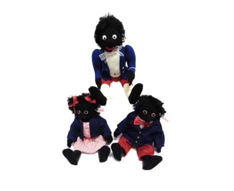 THREE STEIFF COLLECTOR'S GOLLY SOFT TOYS  comprising 'Golly', black, limited edition 295/1909, with certificate of authentici