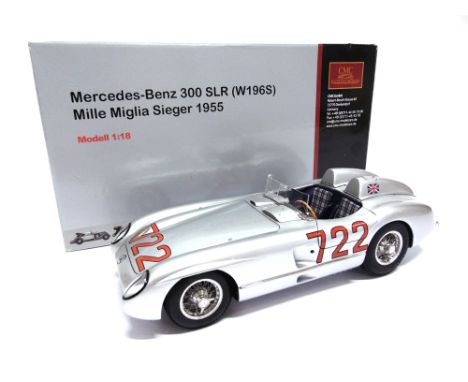 A 1/18 SCALE CMC NO.M-066, 1955 MERCEDES-BENZ 300 SLR (W196S) MILLE MIGLIA  silver, mint, boxed. 