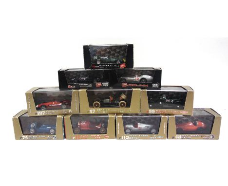 TEN 1/43 SCALE BRUMM DIECAST MODEL RACING CARS  each mint or near mint and boxed. 