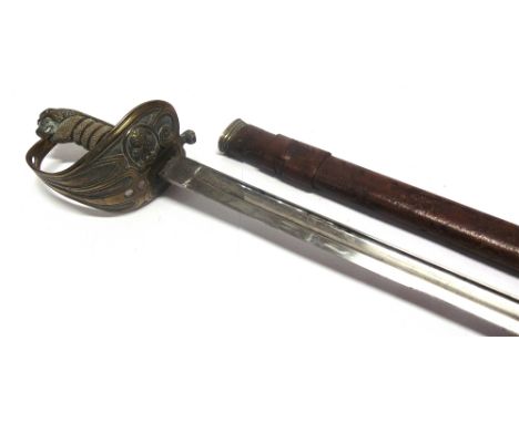 A BRITISH 1827 PATTERN NAVAL OFFICER'S SWORD  by Wilkinson, the 79.5cm straight blade marked at the ricasso 'Henry Wilkinson 