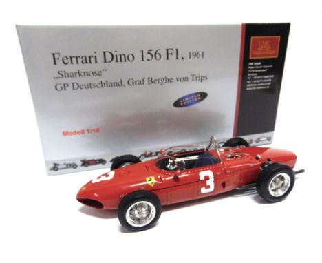 A 1/18 SCALE CMC NO.M-069, 1961 FERRARI DINO 156 F1 'SHARKNOSE'  GP Deutschland, red, mint, boxed. 