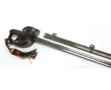 A BRITISH 1897 PATTERN INFANTRY OFFICER'S SWORD  retailed by Cater & Co., the 83.5cm straight polished blade etched with a Qu