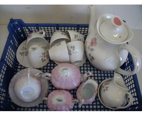 Six place Royal Doulton Pillar Rose coffee service and another part tea service 